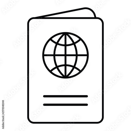 Passport document icon with globe symbol representing international travel and identification passport cover identification global tour