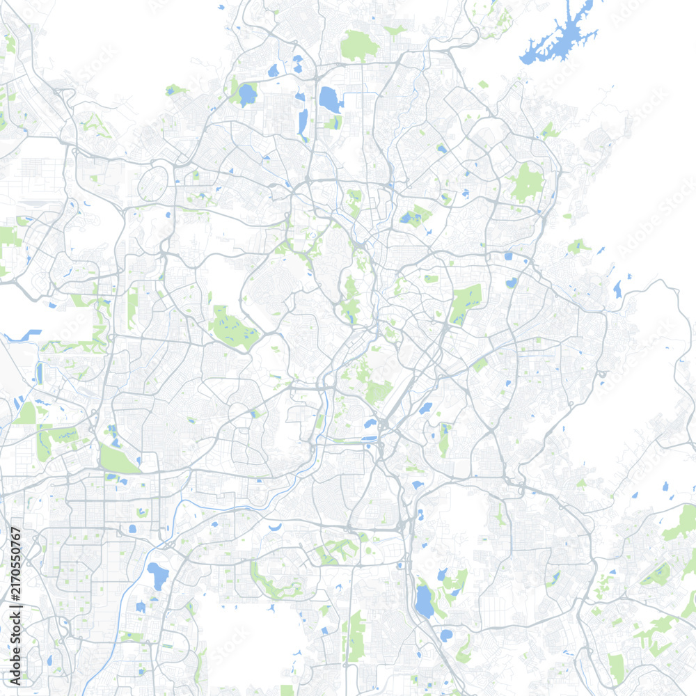 Naklejka premium Minimal vector city map of Kuala Lumpur with streets, districts and road network