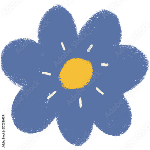 Cute Hand Drawn Blue Flower Illustration