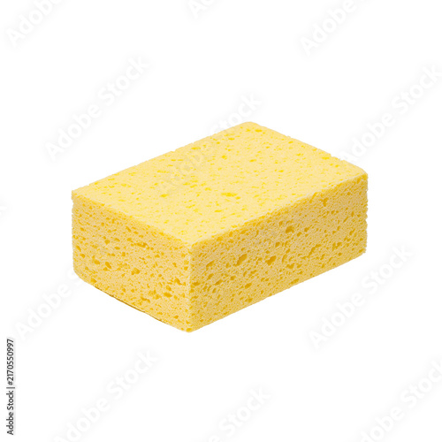 Foto Yellow household cleaning sponge isolated on a white background