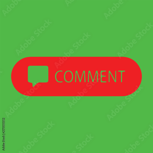 Handmade style Comment button icon vector illustration with a bright green screen background for social media video design