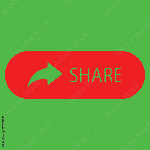 Handmade style share button icon vector illustration featuring a bright green screen background for modern web design projects