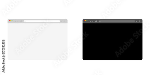 blank Browser windows. A set of realistic empty browser windows with a toolbar, a search bar on Vector illustration.