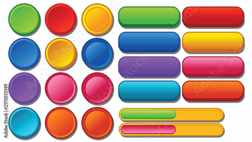Colorful Cartoon Game UI Buttons and Interface Elements Set