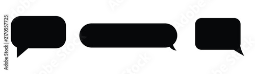 фотографія Set of black speech bubble icons in different rectangular shapes with tails bubb