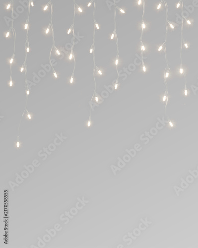 Obraz na płótnie Warm white LED string light curtain overlay