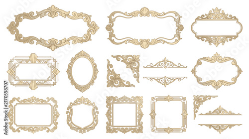 Ornate Decorative Frames & Borders Isolated Transparent Background