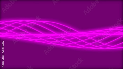 Neon pink wavy lines abstract background, glowing digital flowing motion smooth cyberpunk wave pattern for technology presentations