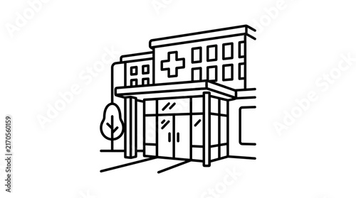Hospital Building Icon - Medical Facility Entrance on Transparent Background