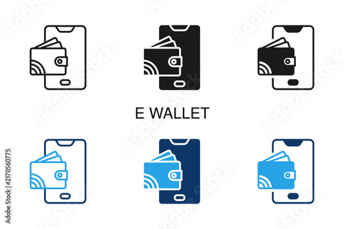 E Wallet Icon Multi Style Solid Vector Illustration