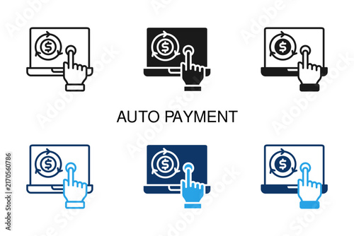 Auto Payment Icon Multi Style Solid Vector Illustration