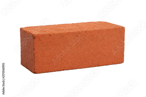 Obraz na płótnie Single traditional red clay brick, a rectangular building material with a rough