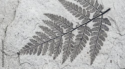 Fossil fern leaf imprint light grey stone texture