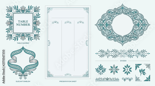 Elegant Decorative Flourishes and Borders, Isolated Elements