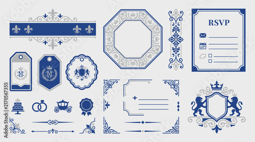 Elegant Decorative Elements for Invitations and Weddings - Vector Set