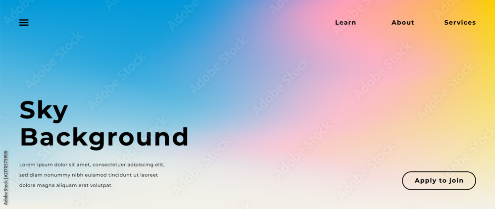 Fototapeta premium Soft sky gradient background with blue, pink and yellow pastel tones, airy light diffusion and atmospheric glow. Calm backdrop for websites banners and presentations