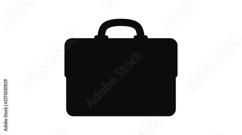 Fotografie A black briefcase silhouette stands against a white background representing busi