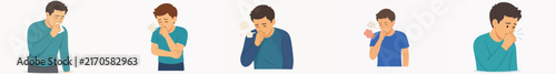  Vector of a person coughing  white background
