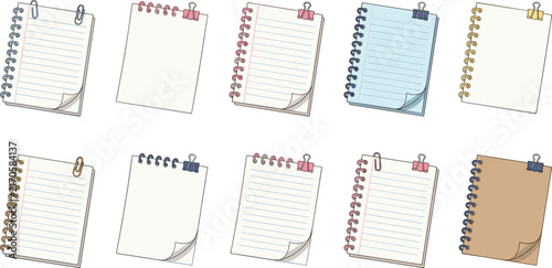 Mini Spiral Notebooks and Lined Pads Set with Metal Paper Clips and Binder Clips for Student School Supplies and Office Agenda Layouts