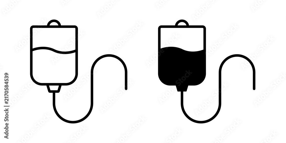 Obraz premium Intravenous Icon represents delivering fluids or medicines directly into a vein through medical equipment during treatment, patient care, and clinical procedures.