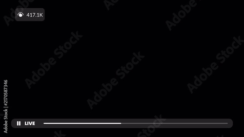 4K Social Media Live Stream UI Overlay, Chat Comments, Like Fountain and Viewers Badge ,Live Streaming overlay animation for social media, social media live streaming tempelates with flying hearts.
