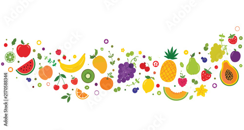 Fresh Fruits and Vegetables Seamless Pattern