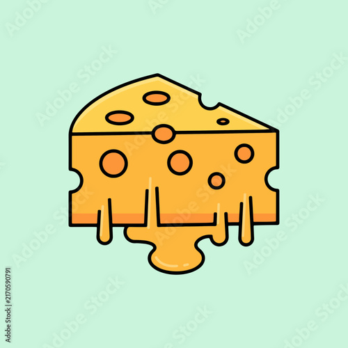 Melting Cheese Slice Vector Illustration