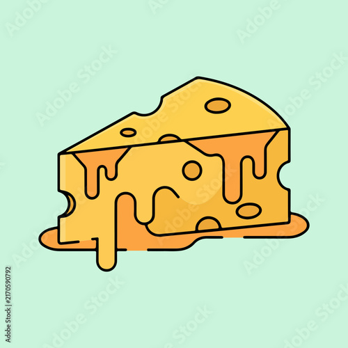 Hot Gooey Melted Cheese Wedge Vector Illustration