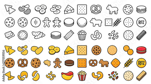 Collection of Various Snack Foods and Cookies