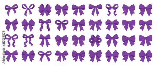 Collection of Isolated Purple Bows