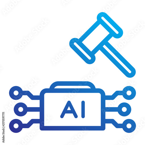 Фотография AI gavel hammer for legal ruling icon line gradient style
