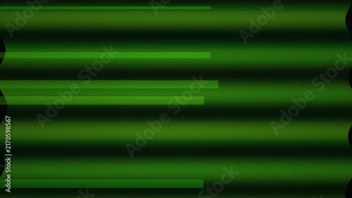 Green digital glitch effect with horizontal scanning lines and signal interference.