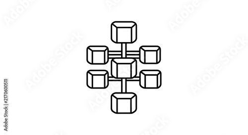 Black and white line drawing of connected network nodes with illustration connected geometric
