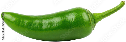 Foto Fresh green serrano chili pepper on black background.