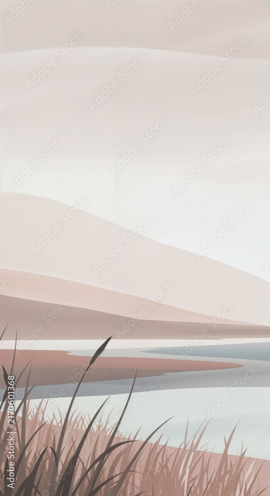 Obraz premium meadow landscape illustration wallpaper
