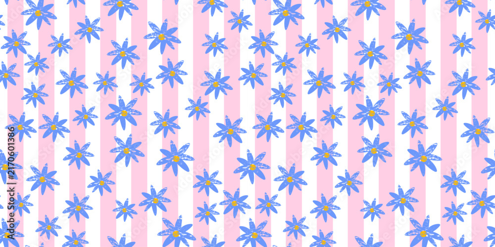Fototapeta premium Gingham flower heart with daisy girly cute and vector seamless kawaii. Pattern plaid print with bg coquette damask and dot fashion fabric. Girl baby summer with pastel romantic pink.