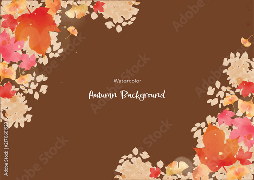Colorful Autumn Leaves in a Soft Watercolor Frame