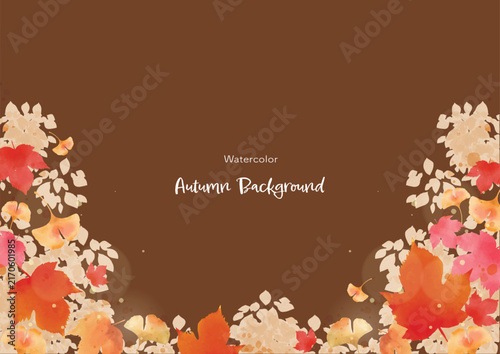 Colorful Autumn Leaves in a Soft Watercolor Frame