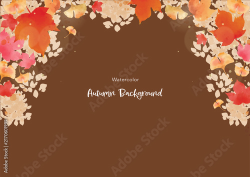 Colorful Autumn Leaves in a Soft Watercolor Frame