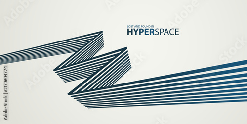 Obraz na płótnie Lines in space perspective vector abstract background, optical illusion surreal art, aggressive shapes and speed feeling, dynamic forceful motion, op art