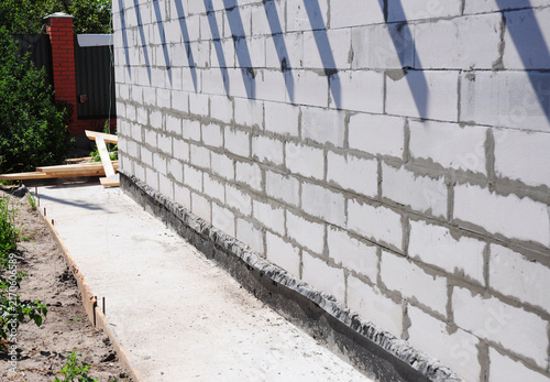 Concrete apron foundation waterproofing house construction