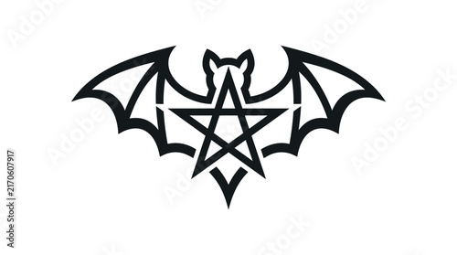 Bat wings with pentagram occult symbol icon