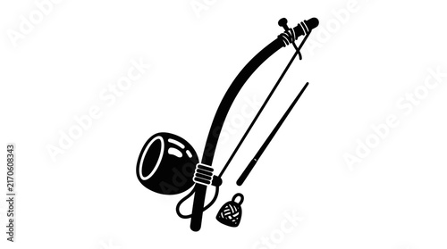 Berimbau Brazilian musical instrument black silhouette icon