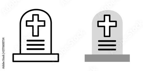 Set of tombstone with cross icon.