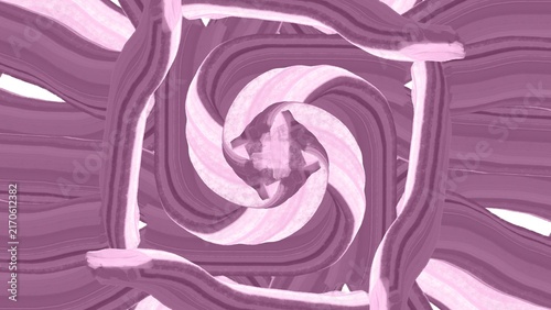 Hand drawn abstract pink swirl brush strokes and curved ribbon pattern digital illustration.