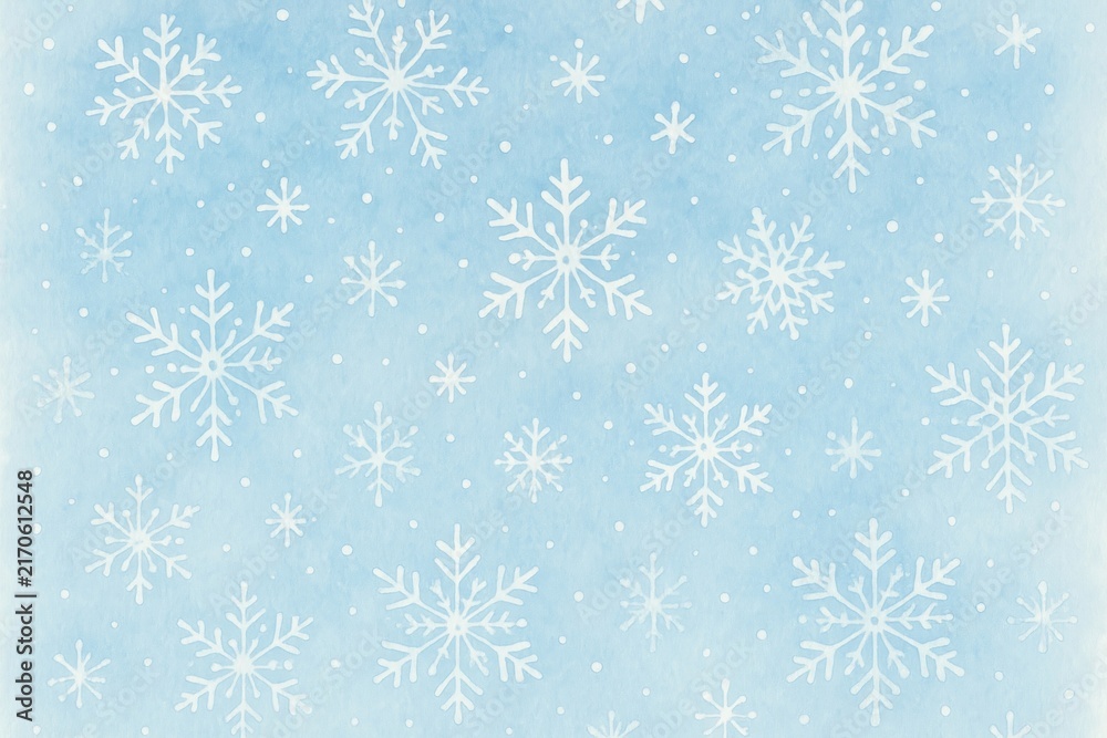 Naklejka premium Delicate snowflakes on blue background