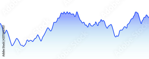 Canvastavla Blue wave line chart isolated on transparent grid background for financial data analysis
