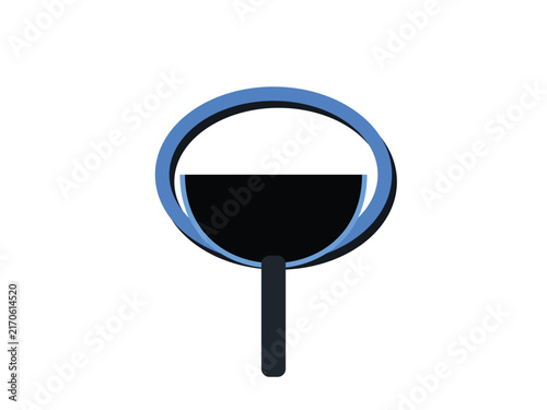 A simple flat icon illustration of a magnifying glass on a white background