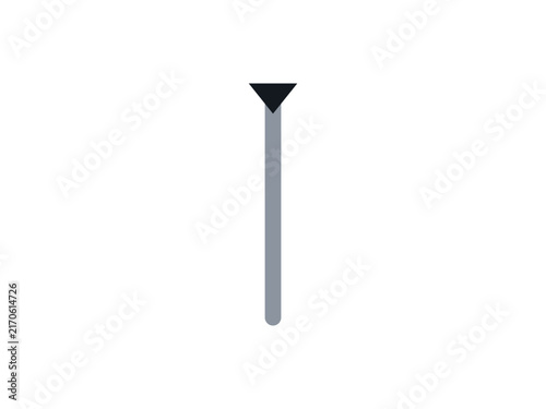 Minimalist graphic design featuring a dark triangle atop a vertical gray line