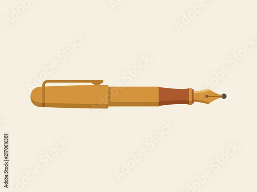 Elegant classic gold fountain pen vector illustration.